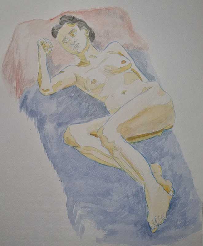 Woman, reclined, watercolour