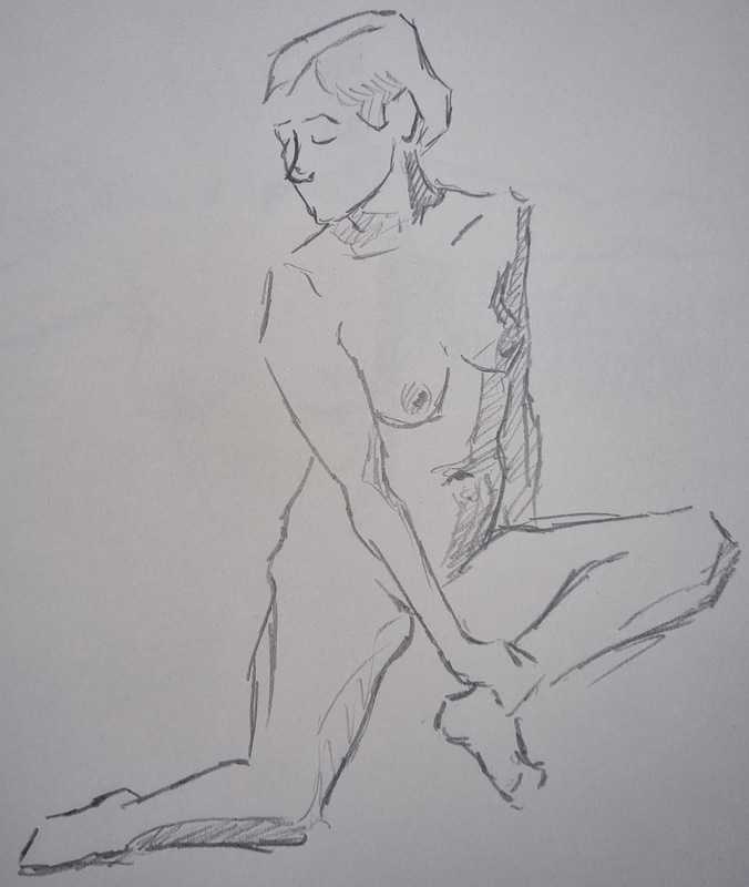 Woman, 4 of 8, seated, pencil