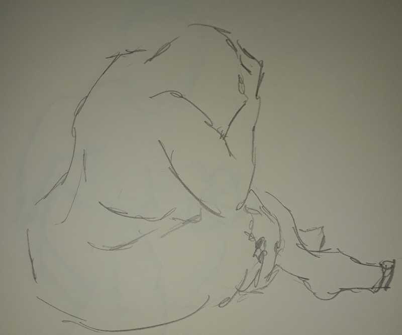 Woman, 2 of 9, seated (side, 1 min), pencil