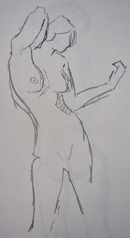 Woman, 2 of 7, standing, pencil