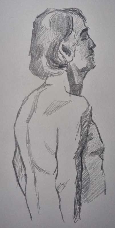 Man, 3 of 5, standing, pencil