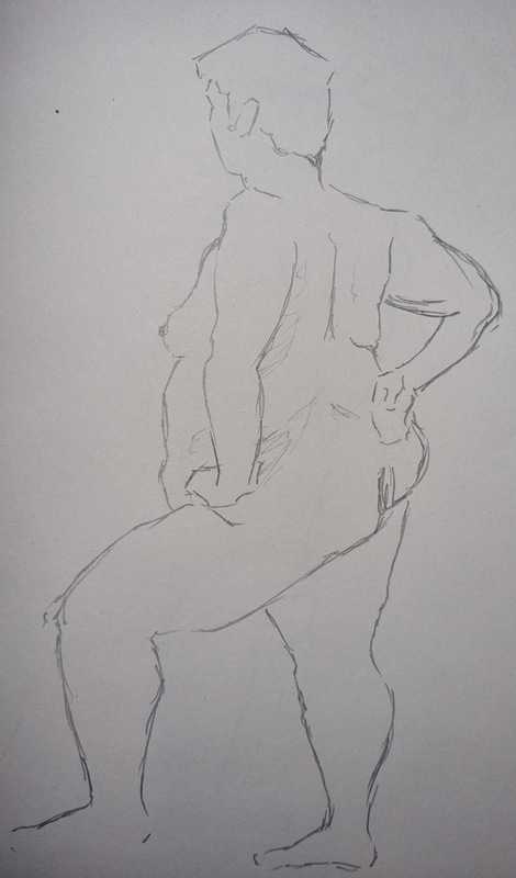 Woman, 2 of 6, standing, pencil