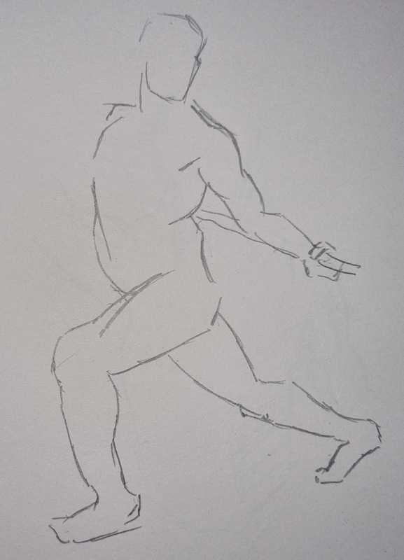 Man, 1 of 8, standing, pencil