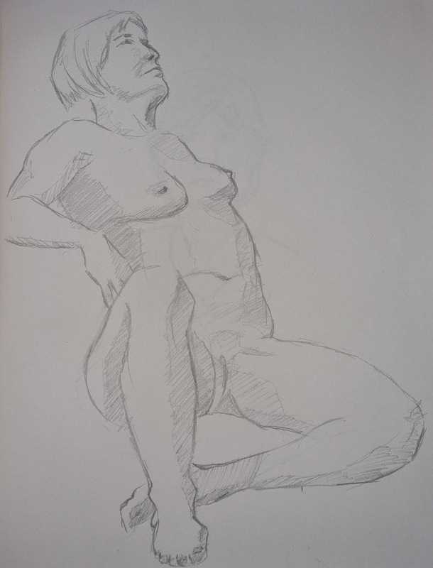 Woman, 9 of 10, seated, pencil