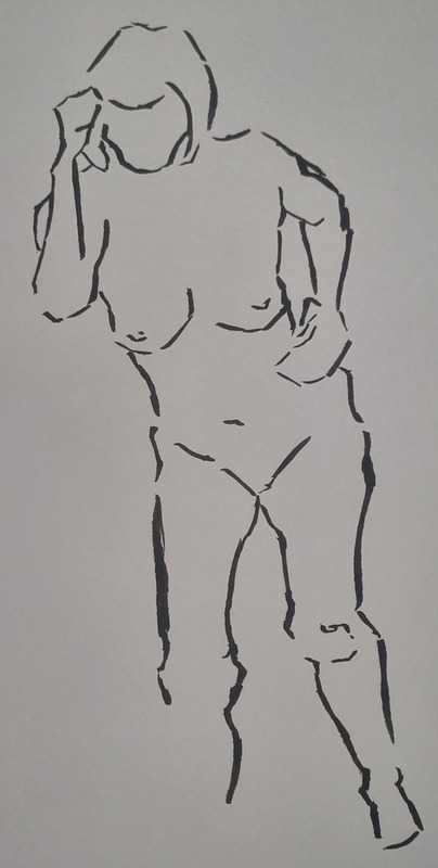 9 of 9, woman, standing, ink