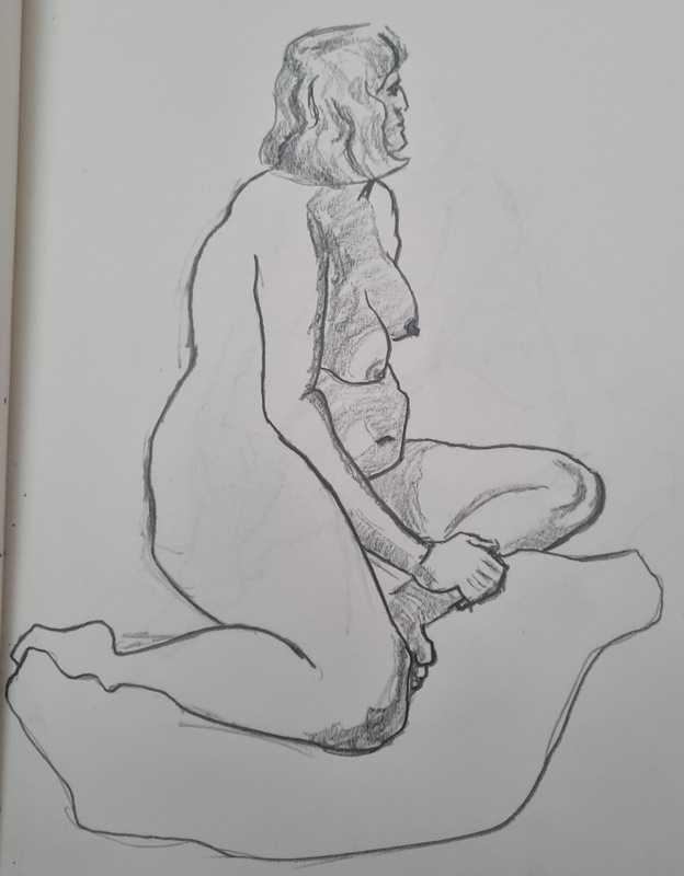 Woman, 4 of 7, seated, pencil