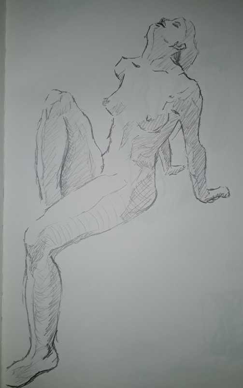 Woman, 1 of 6, seated, pencil