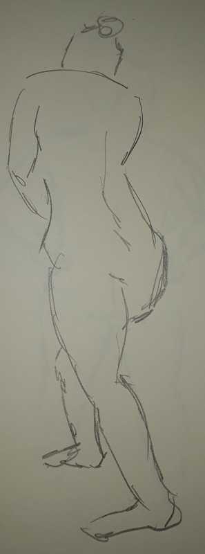 Woman, 2 of 5, standing (rear, 1 min), pencil
