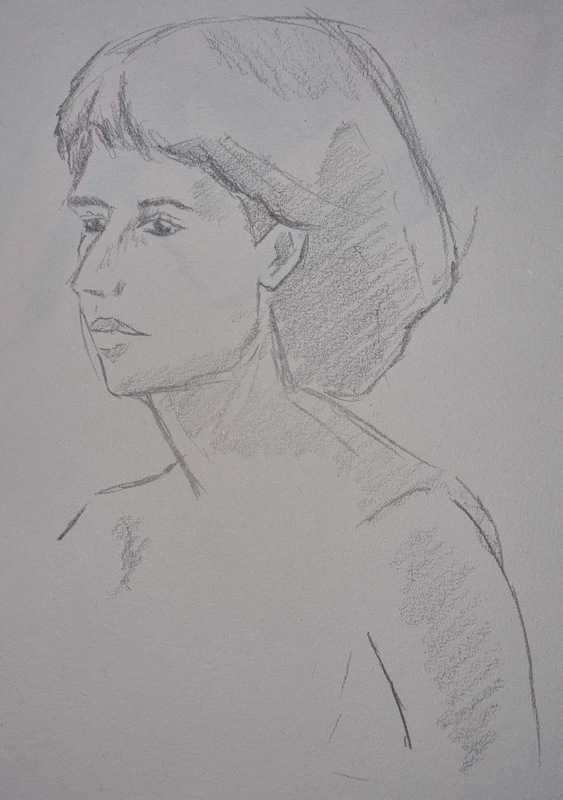 Woman, 3 of 3, portrait, pencil