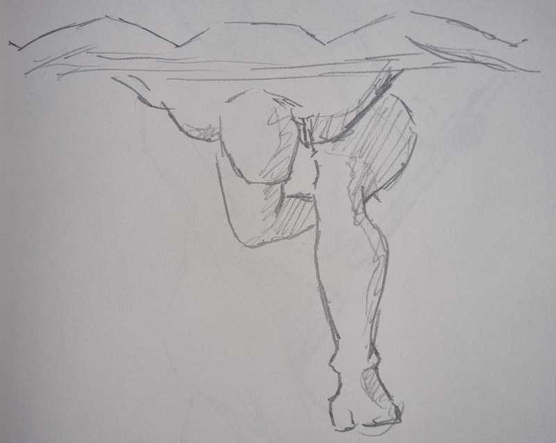 Man, 3 of 7, kneeling, pencil
