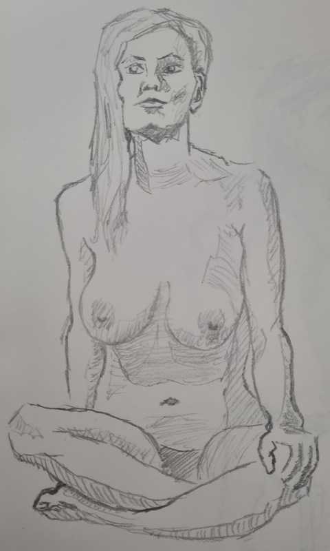Woman, 6 of 8, seated, pencil