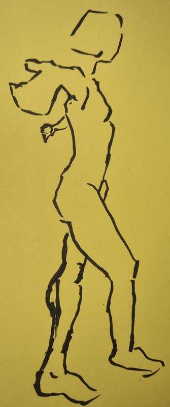 Woman, 2 of 11, ink/coloured paper, standing, 2 minutes