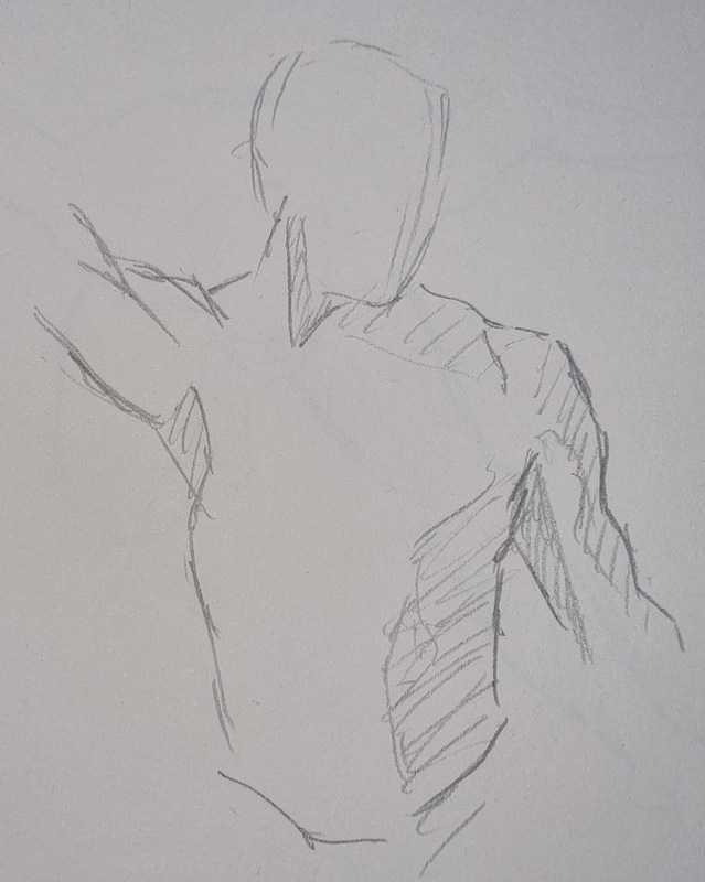 Man, 2 of 8, standing, pencil