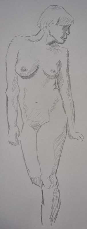 Woman, 7 of 8, standing, pencil