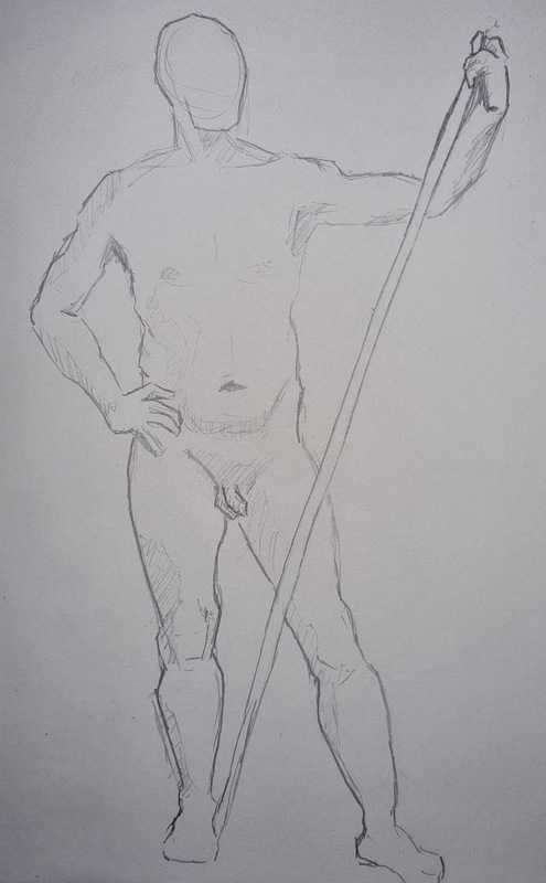 Man, 4 of 6, standing, pencil