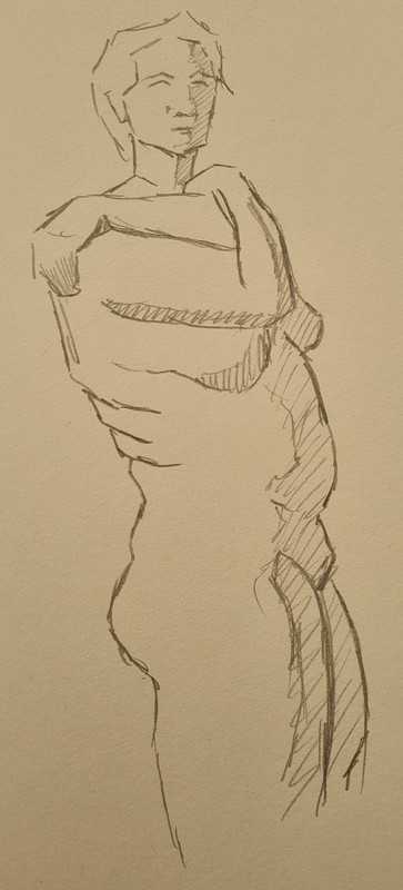 Woman, 4 of 11, standing, pencil