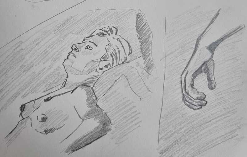 Woman, 3 of 3, reclined, pencil