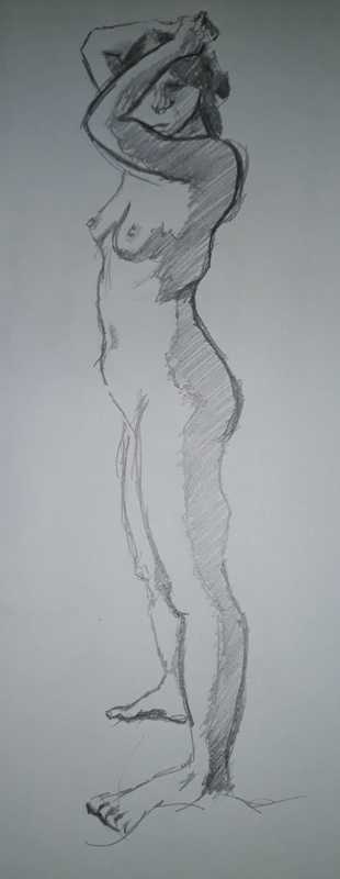 Woman, 2 of 5, standing, pencil