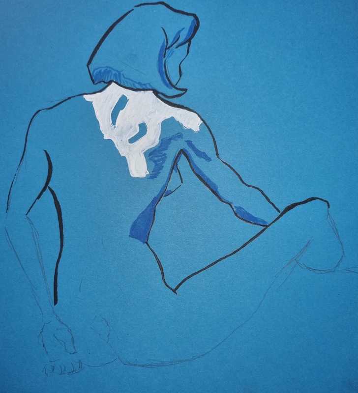 Woman, 6 of 11, pencil/ink/coloured paper, sitting, 15 minutes