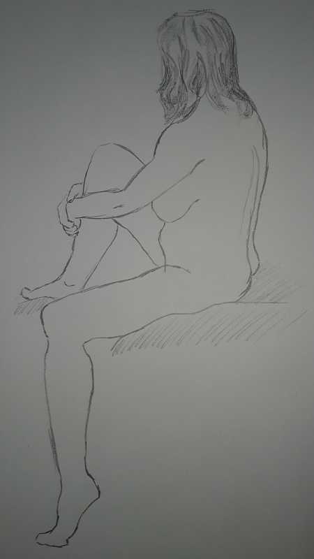 Woman, 4 of 5, seated (side), pencil