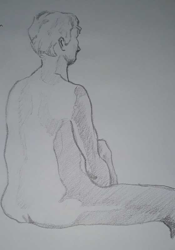 Woman, 2 of 4, seated (profile), pencil