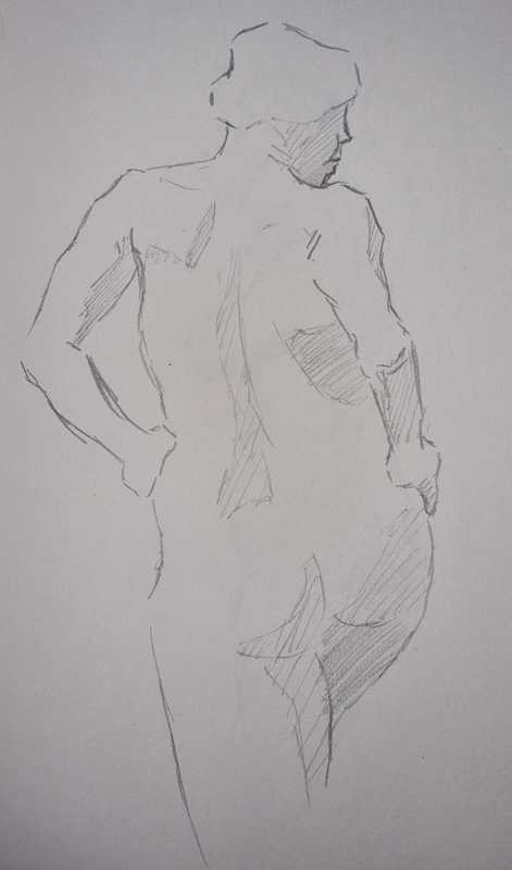 Woman, 4 of 8, standing, pencil