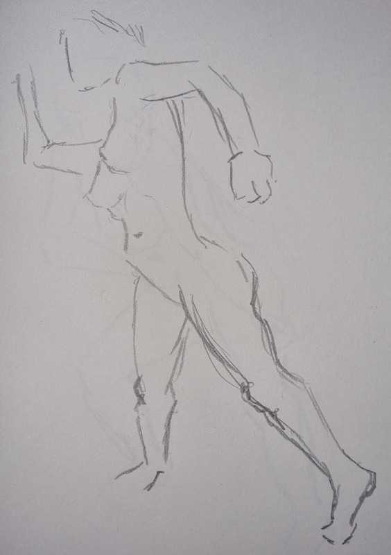 Woman, 2 of 10, standing, pencil