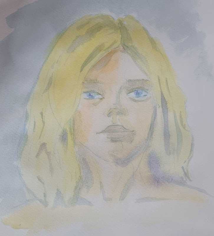 Woman, 1 of 2, portait, watercolour