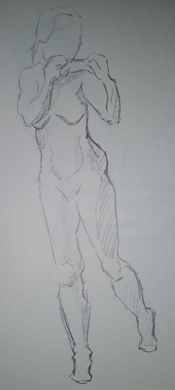 Woman, 3 of 6, standing ("flute"), pencil