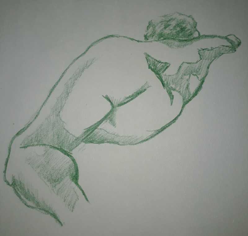 Woman, 5 of 6, reclined, colored pencil