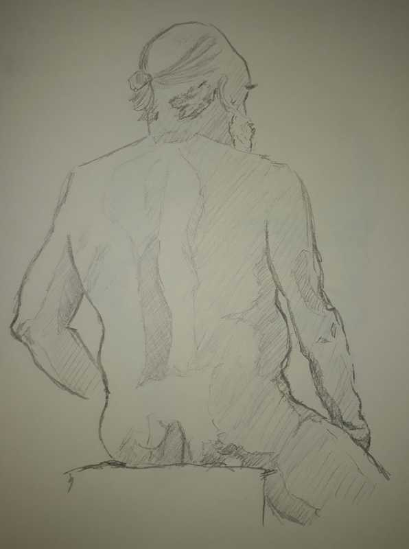 Man, 3 of 7, seated (rear), pencil