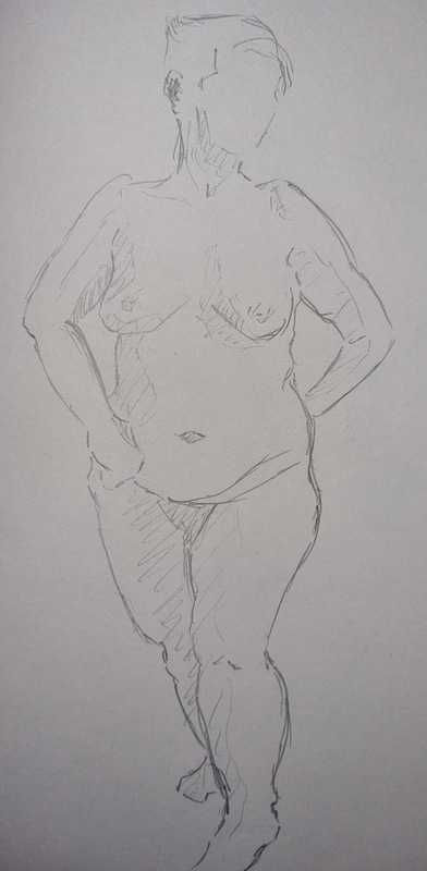 Woman, 1 of 6, standing, pencil