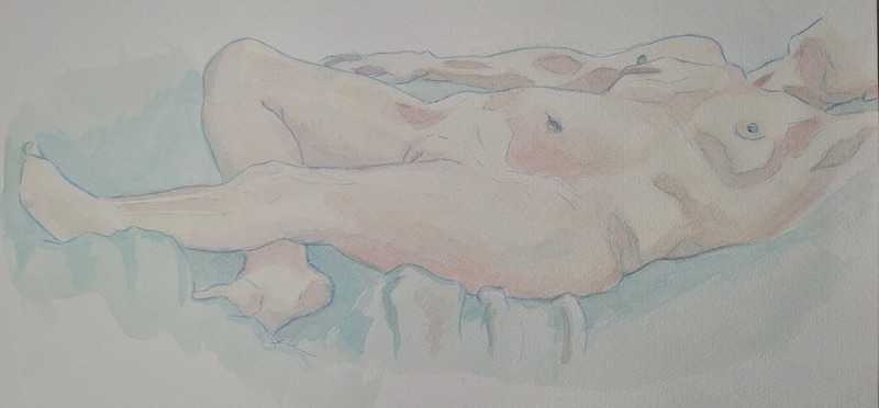Woman, reclined, watercolour