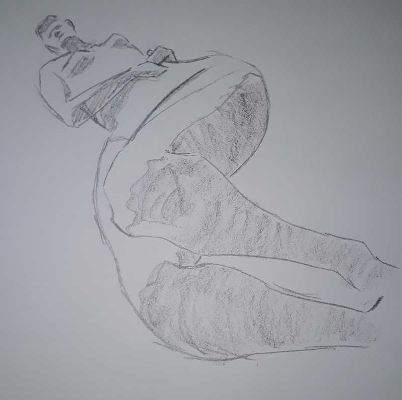 Woman, 4 of 7, lying (2 of 3) - pose (pushed), pencil