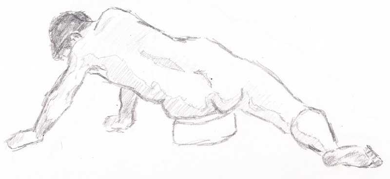Man, doing splits (almost)