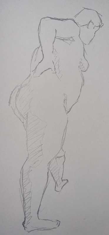 Woman, 3 of 6, standing, pencil