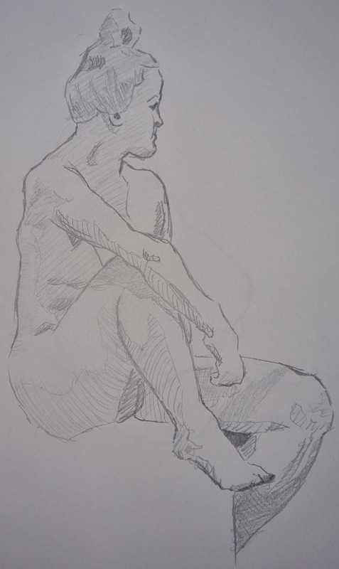 Woman, 5 of 7, sitting, pencil