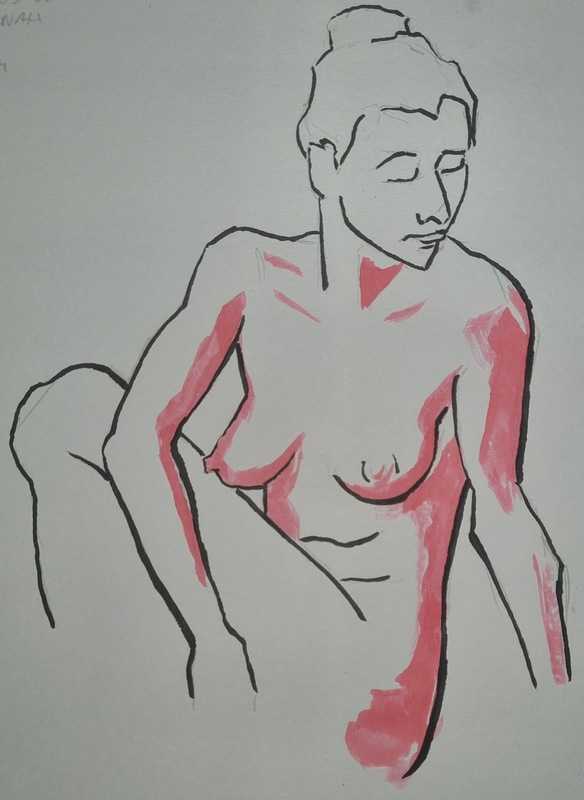 Woman, 2 of 4, sitting, pencil/ink