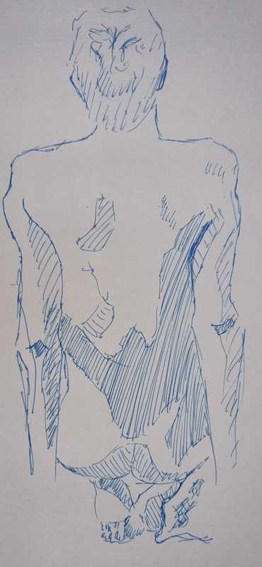Woman, 6 of 7, kneeling, fine liner