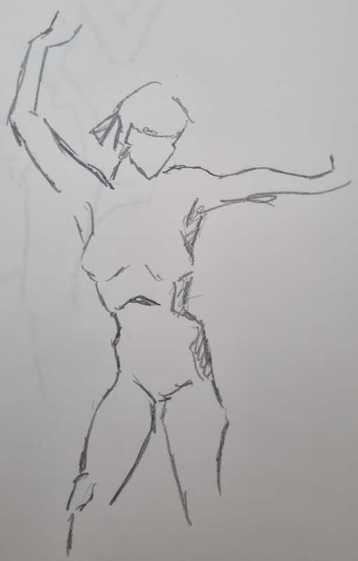 Woman, 1 of 7, standing, pencil