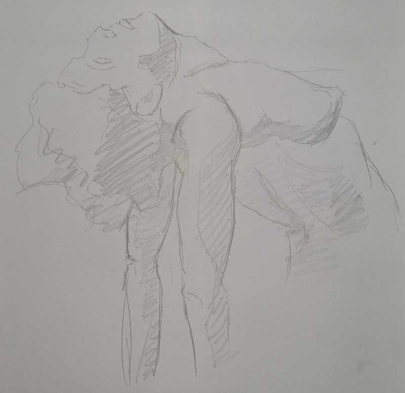 Woman, 4 of 4, standing,  pencil