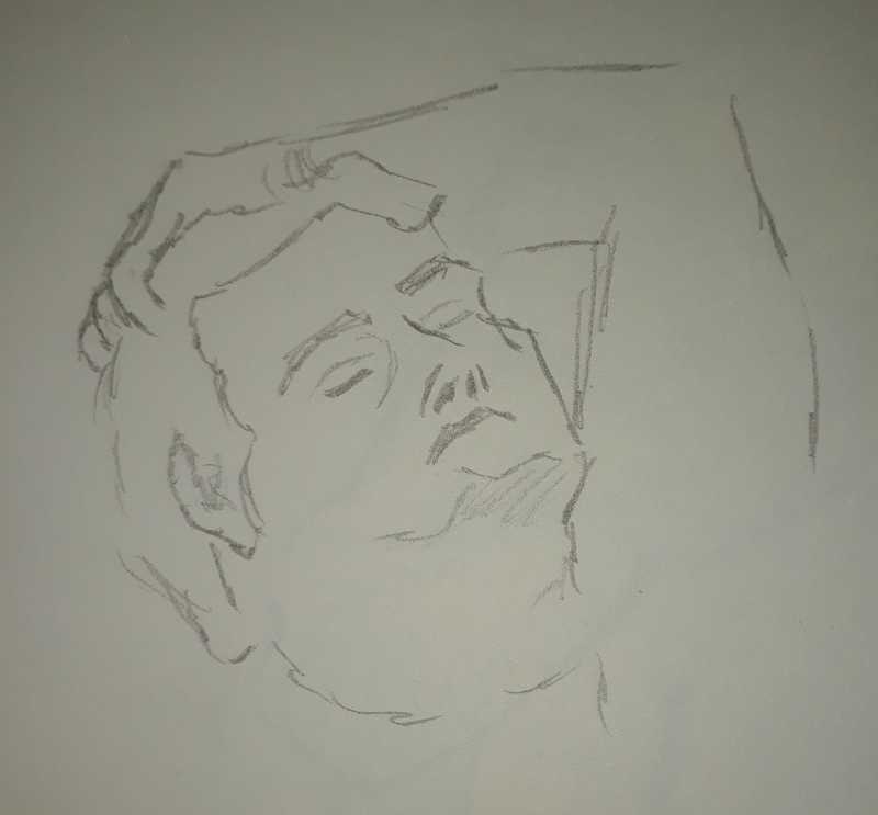 Woman, 6 of 9, portrait (reclined), pencil