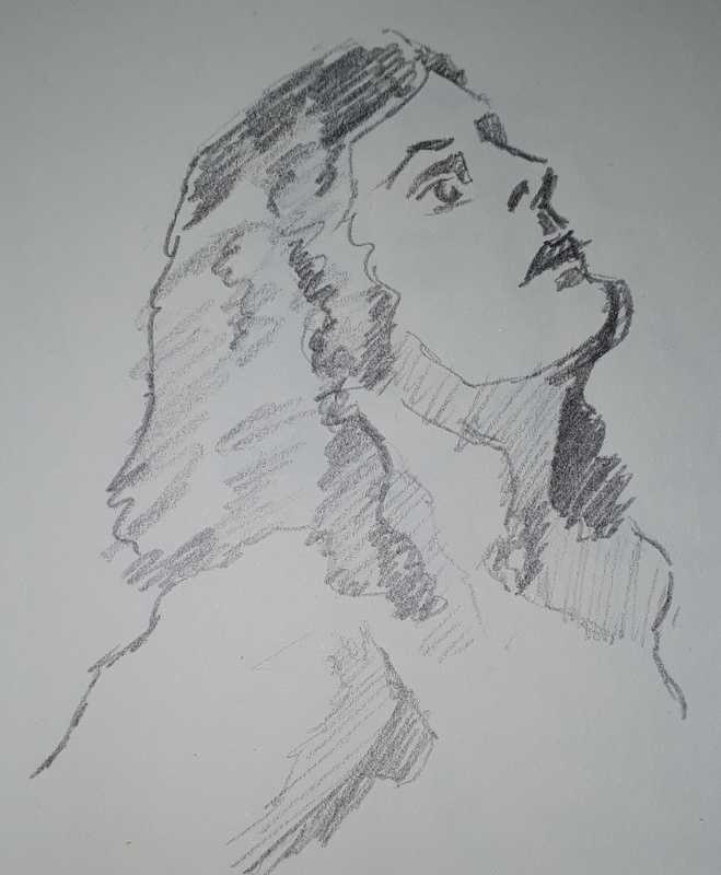 Woman, 2 of 7, portrait, pencil