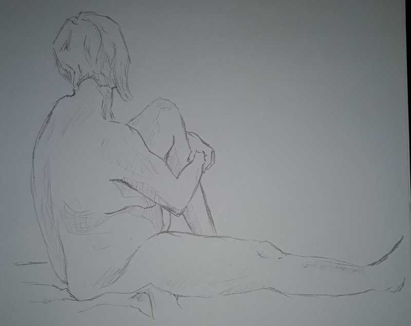 Woman, 3 of 3, seated, pencil