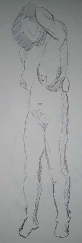 Woman, 1 of 7, standing, pencil