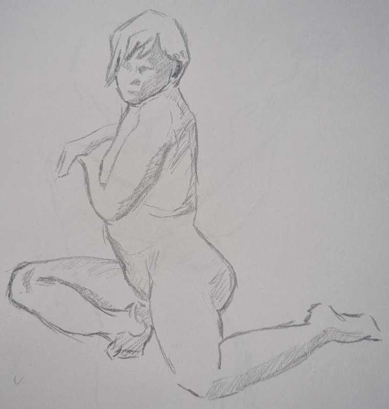 Woman, 6 of 10, seated, pencil
