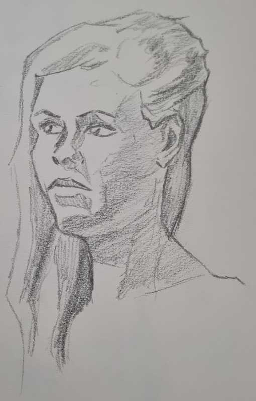 Woman, 5 of 8, standing, pencil