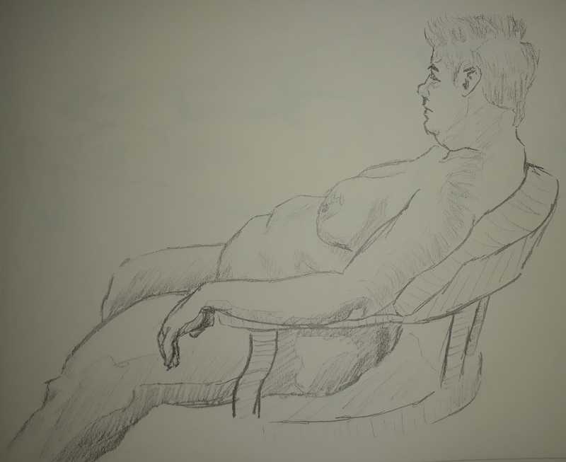 Woman, 7 of 9, seated (side), pencil