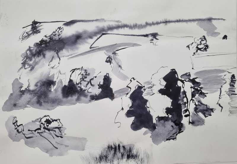 Landscape, ink