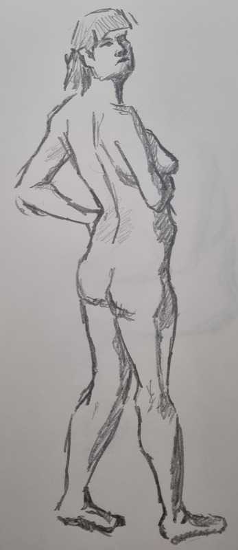 Woman, 5 of 7, standing, pencil